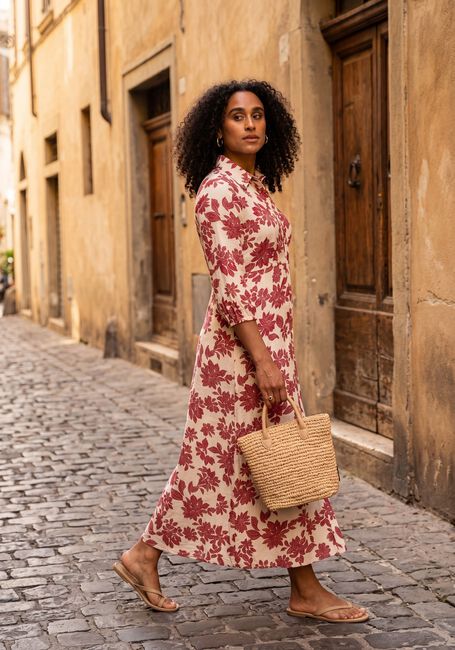 Creme MSCH COPENHAGEN Maxi jurk MSCHVILDANA 3 4 SHIRT DRESS - large