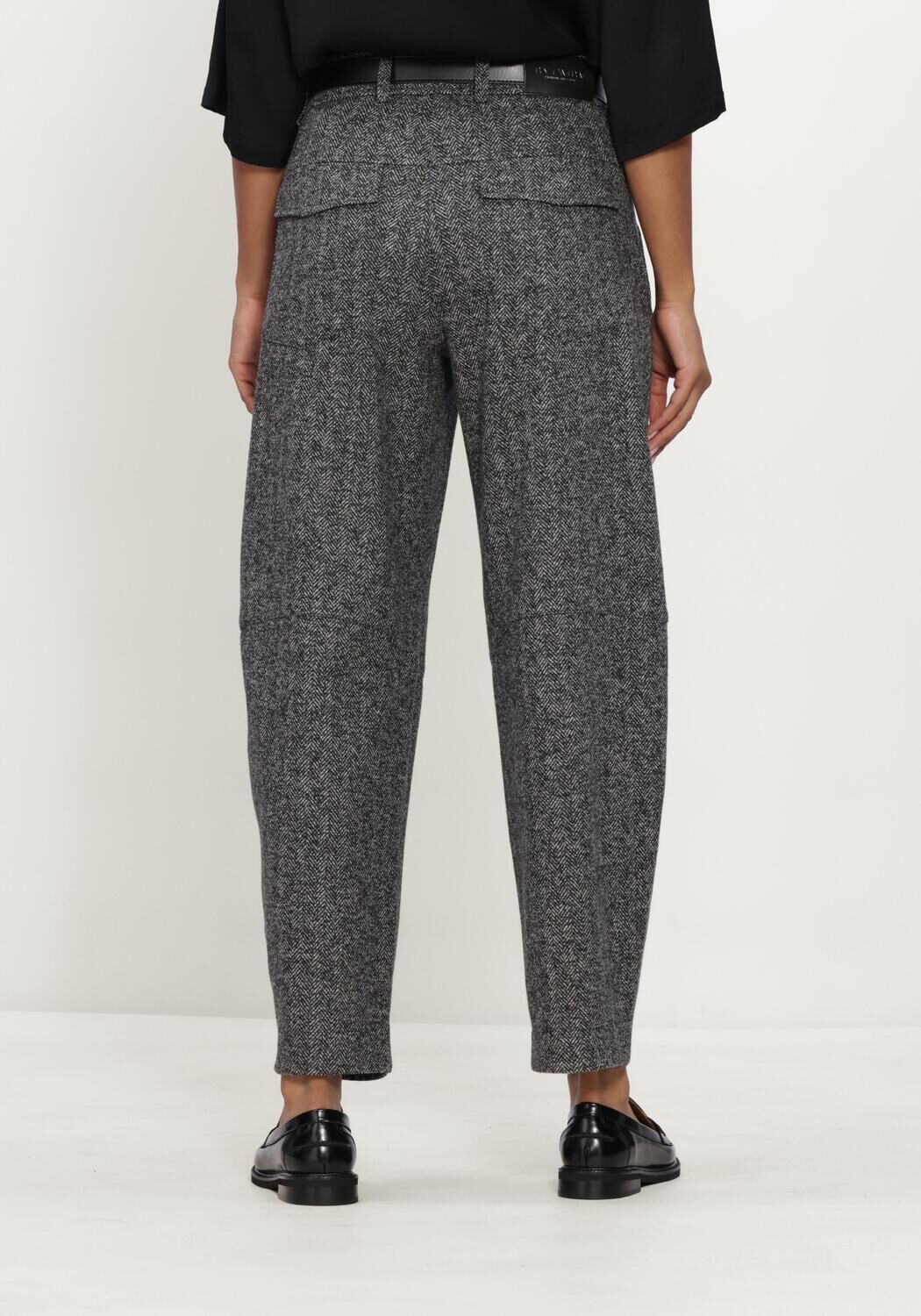 Grijze CAMBIO Wijde broek ORLY PLAIN HERRINGBONE JERSEY JACQUARD - large