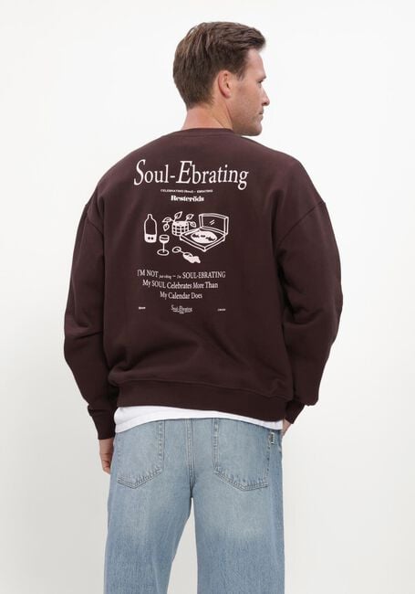 Bruine RESTER&Ouml;DS Sweater RTDRAKE CHESTPRINT CREW - large