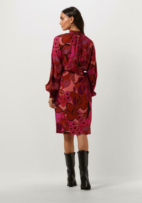 JANSEN AMSTERDAM Mini robe WFP598 DRESS PRINT WITH SMOCKED TURTLE NECK en rose - large