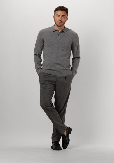 SELECTED MEN Pull SLHTRAY LS KNIT MERINO POLO en gris - large