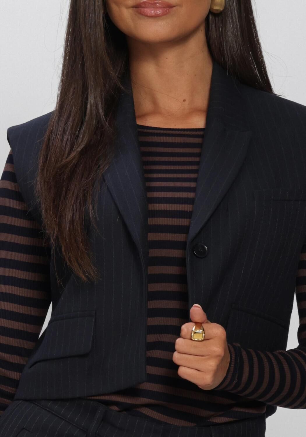 BY-BAR Blazer BOBI PINSTRIPE GILET Bleu fonc&eacute; - large