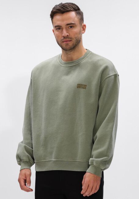 Groene AMERICAN VINTAGE Sweater PLIZZY CREW - large