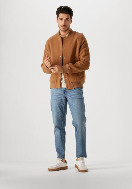 SELECTED HOMME Pull SLHTRAY LS KNIT MERINO POLO en beige - large
