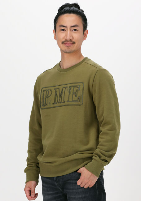 Groene PME LEGEND Sweater LONG SLEEVE R-NECK BRUSHED SWE - large