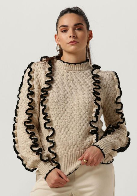 Beige OBJECT Trui OBJYAA L/S KNIT PULLOVER 131 - large