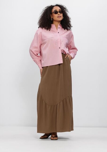 Roze ANOTHER LABEL  ALCHERREE FINE STRIPE SHIRT L/S - large