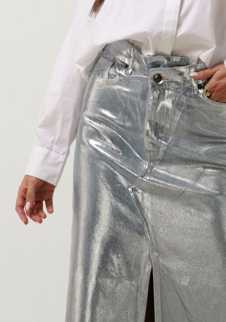 Lichtblauwe CO'COUTURE Maxirok FOIL DENIM SKIRT - large