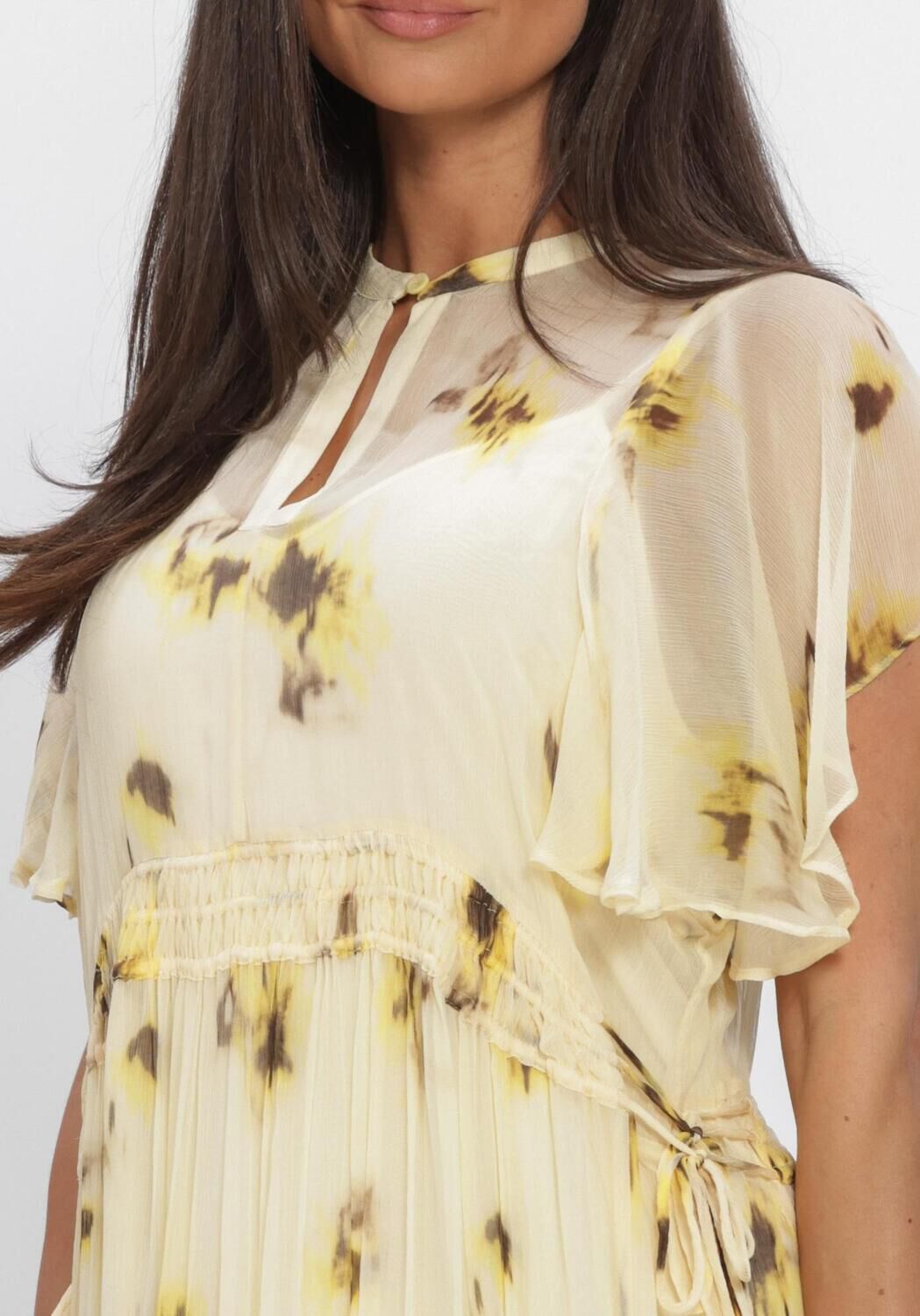 SECOND FEMALE Robe midi MIRAGE DRESS en jaune - large