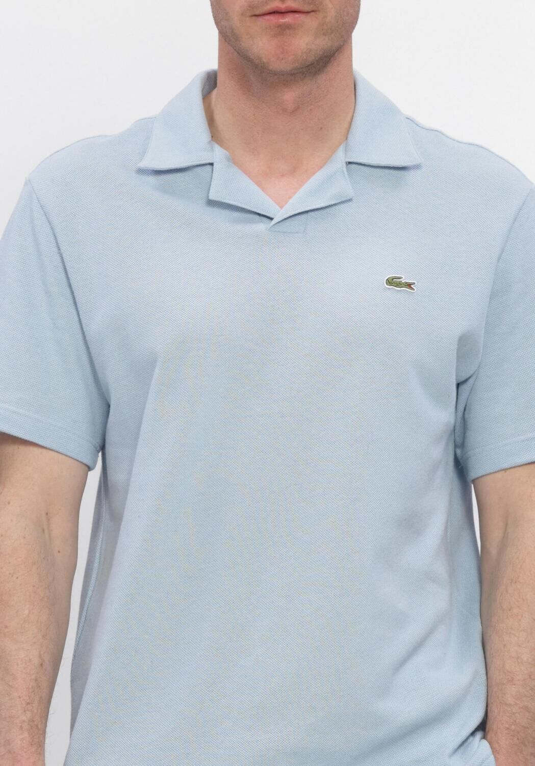 LACOSTE Polo CLASSIC FIT OPEN NECK COTTON LINEN BLEND POLO Bleu clair - large