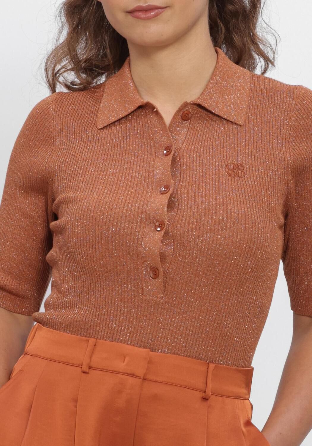 DANTE6 DANTE6-FAYZA METALLIC KNITTED POLO Hauts & T-shirts en bronze - large