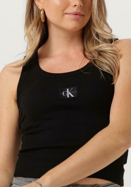 CALVIN KLEIN Haut WOVEN LABEL RIB TANK TOP en noir - large