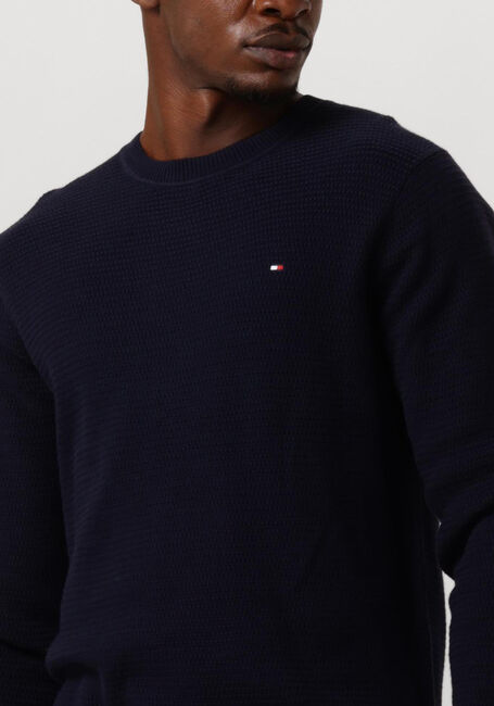 Donkerblauwe TOMMY HILFIGER Sweater INTERLACED STRUCTURE CREW NECK - large