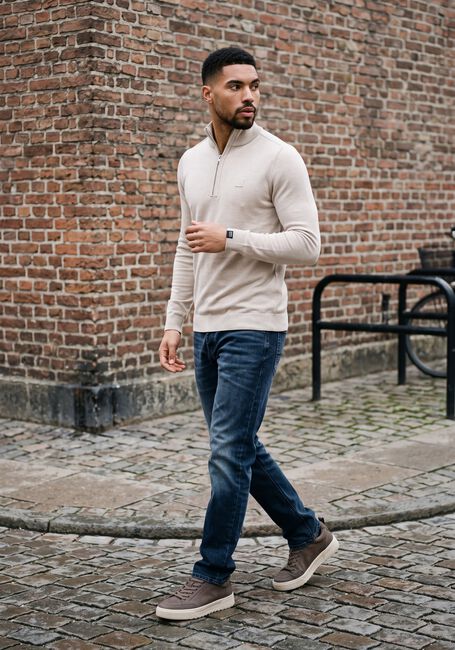 BUTCHER OF BLUE Pull CLIFDEN HALFZIP en beige - large