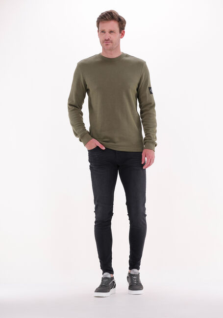 Olijf CALVIN KLEIN Sweater BADGE WAFFLE LS TEE - large