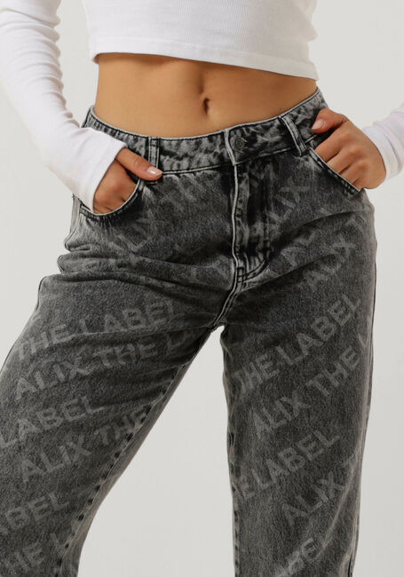Donkergrijze ALIX THE LABEL Mom jeans LADIES WOWVEN DENIM TEXT MOM JEANS - large