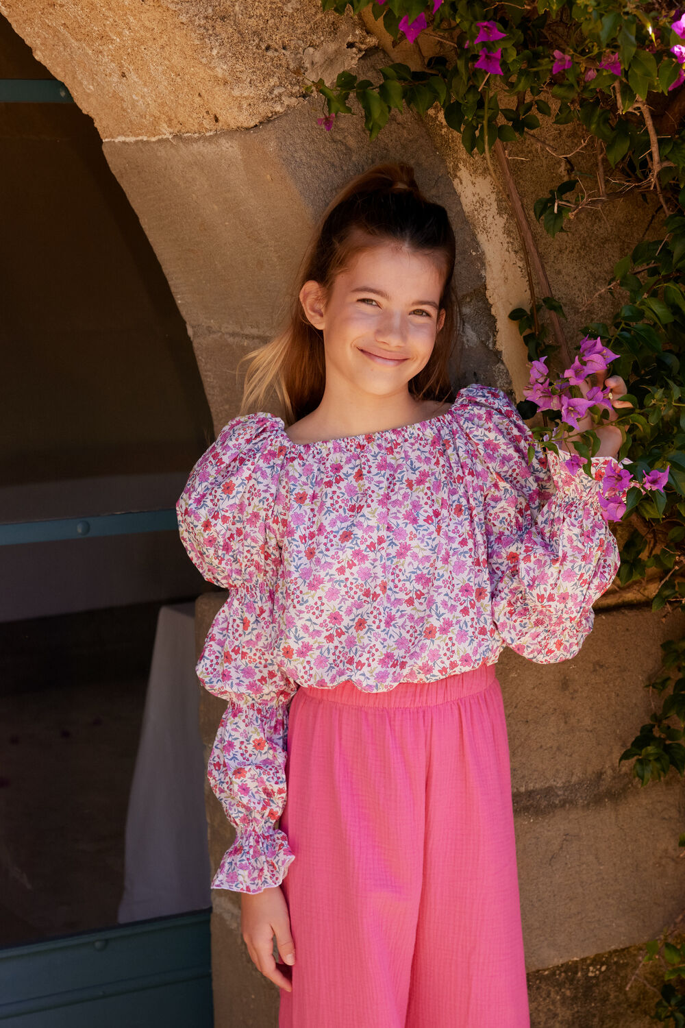 Roze Salty Stitch Top BALLON TOP - FLOWER - large