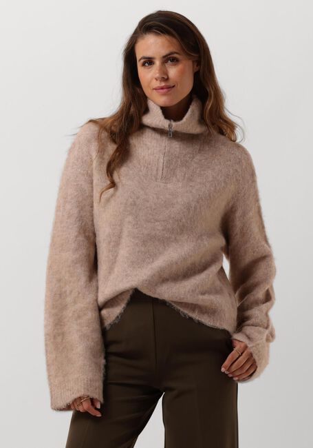 MODSTRÖM Pull KANEMD ZIP T-NECK en beige - large