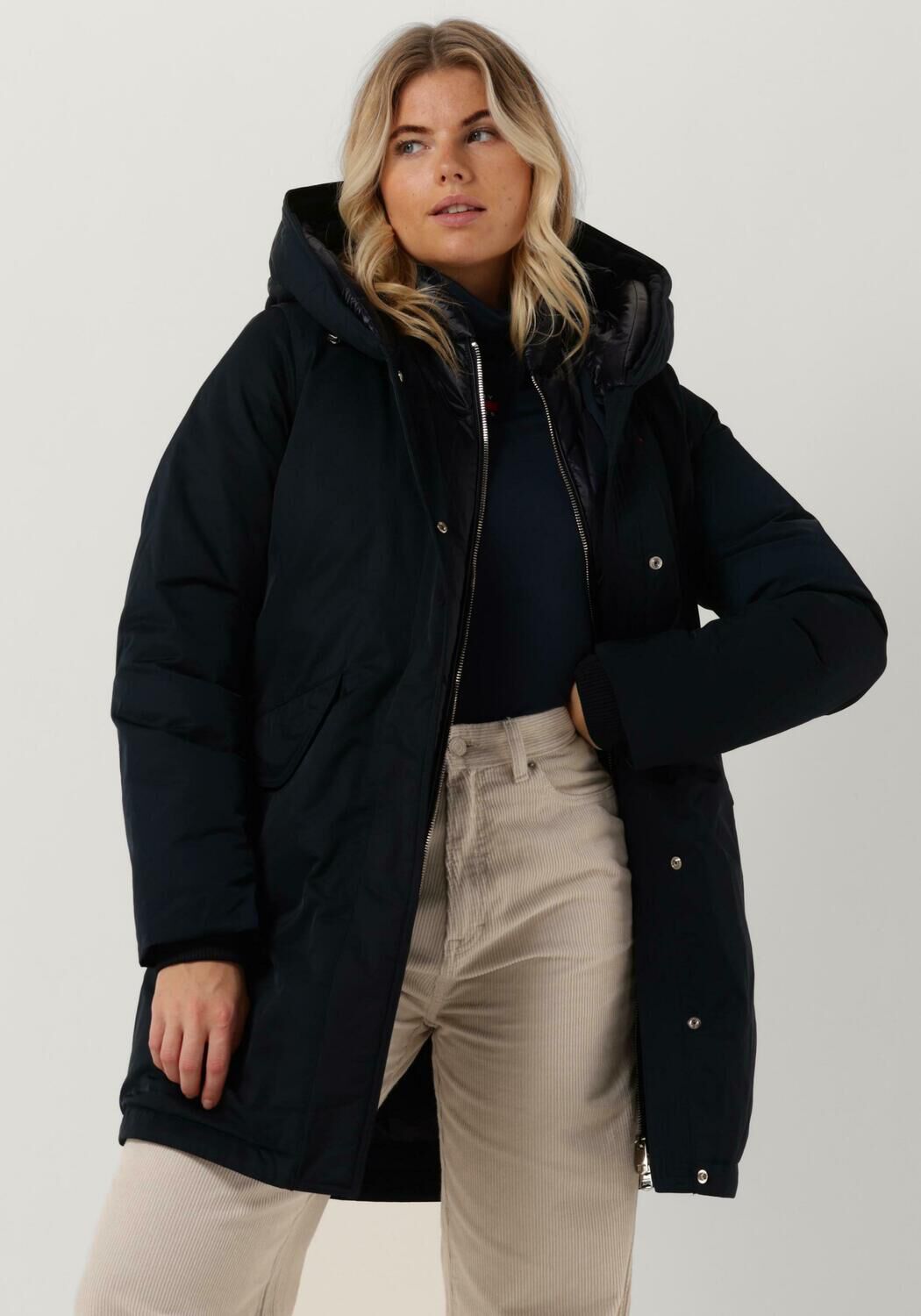 Donkerblauwe TOMMY HILFIGER NYLON MIX DOWN HOODED PARKA Omoda