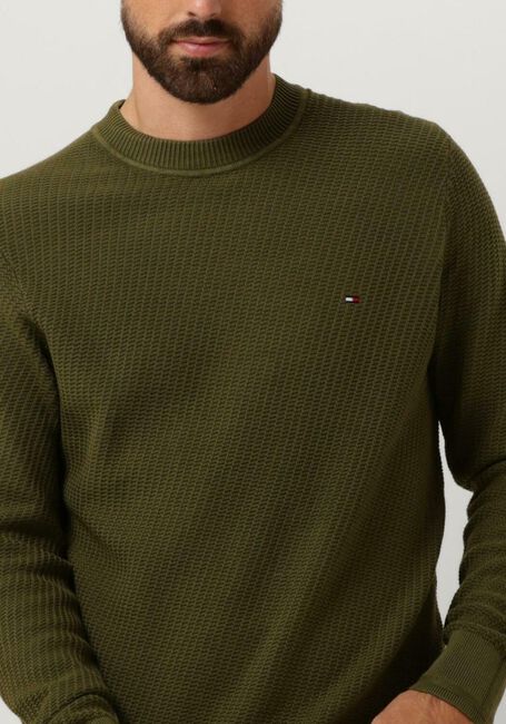 TOMMY HILFIGER Pull RECTANGULAR STRUCTURE CREW NK en vert - large