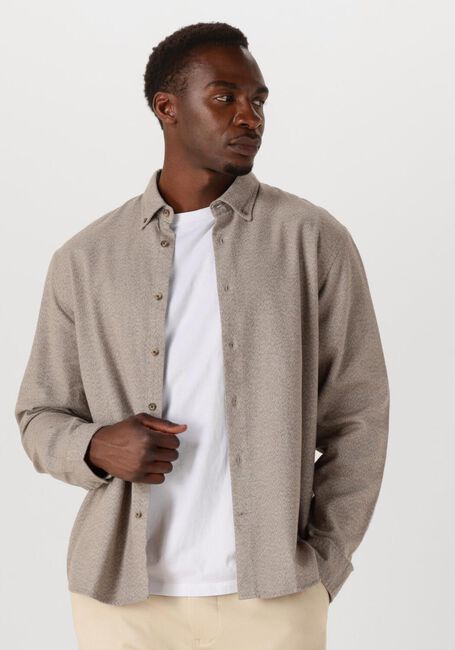 SELECTED HOMME Chemise décontracté SLHREGNOAG MIX BDWN LS SHIRT CAMP en beige - large