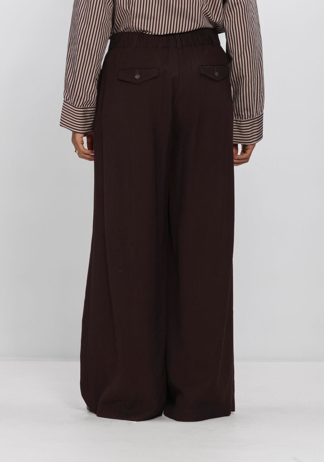 SUMMUM Pantalon large TROUSERS VISCOSE TWILL en marron - large