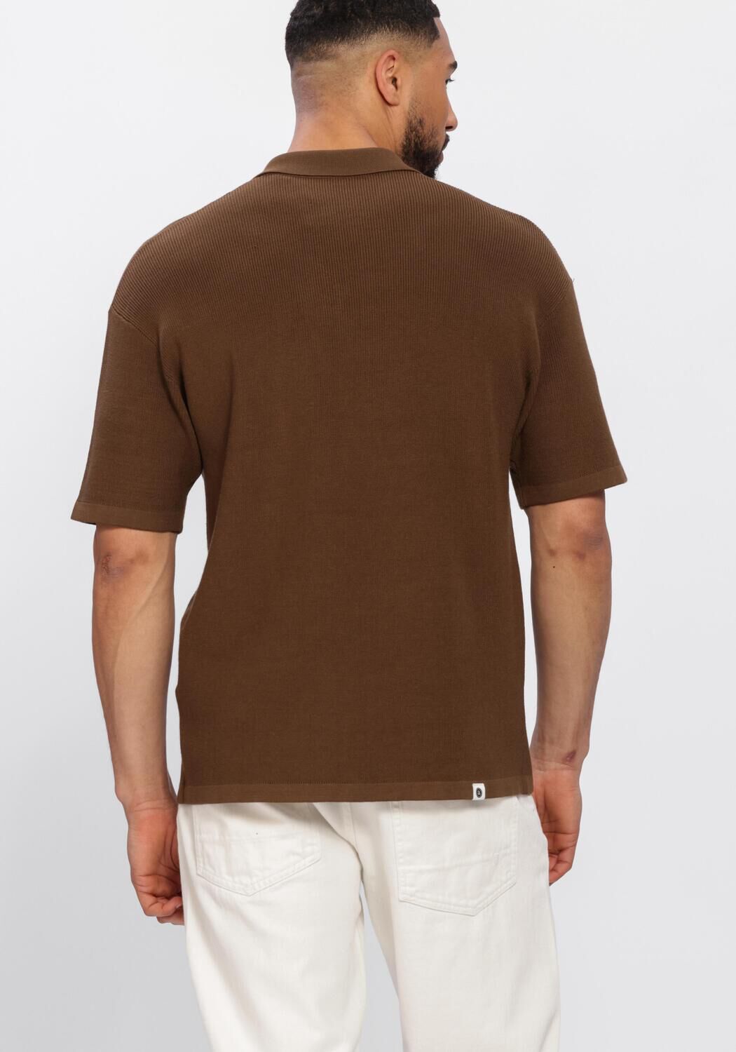 ANERKJENDT Polo AKVILHELM NEEDLE RIB SS KNIT en marron - large