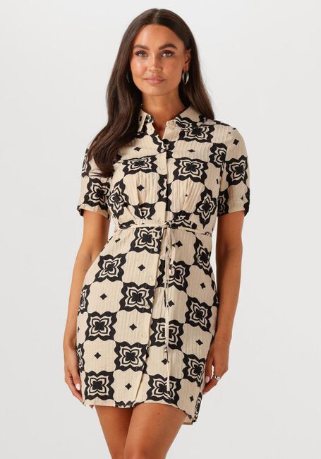Beige OBJECT Mini jurk OBJELLA RE S/S SHORT DRESS 138 - large