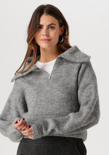 Grijze MSCH COPENHAGEN Trui MSCHGYTTA ZIP PULLOVER - large