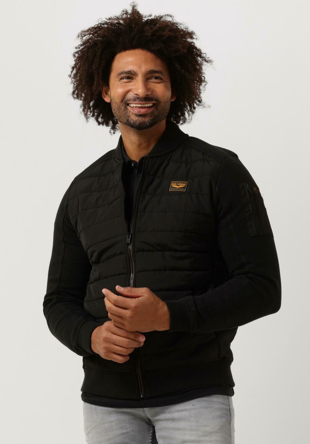 PME LEGEND Jack ZIP JACKET OTTOMAN MIXED PADDED NYLON en noir Omoda