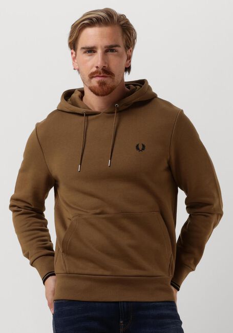 Camel FRED PERRY Sweater TIPPED HOODED SWEATSHIRT - large