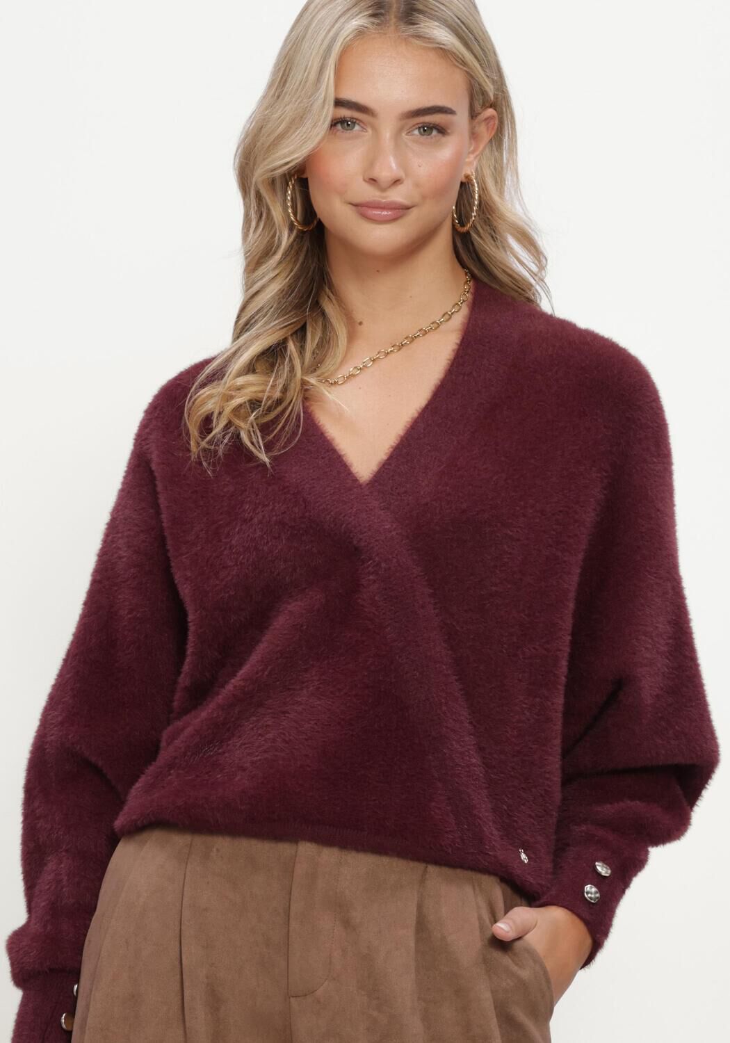 Bordeaux NUKUS Trui BEAU PULLOVER WRAP - large