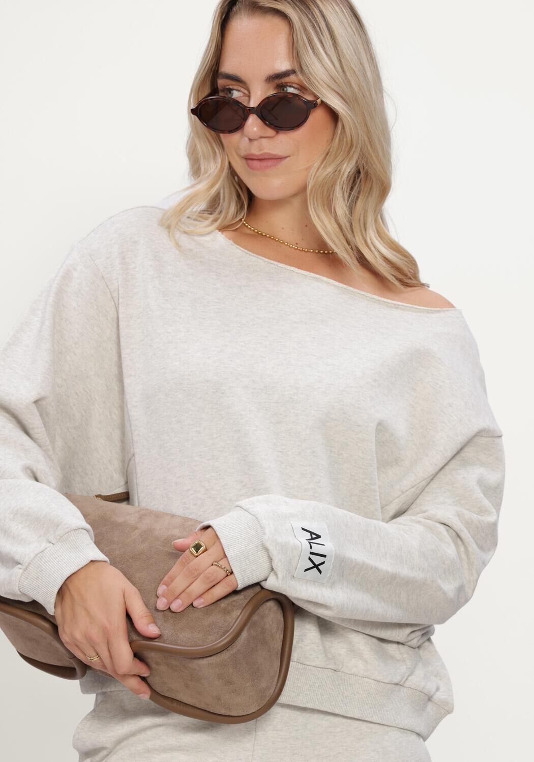Grijze ALIX THE LABEL Truien/vesten LADIES KNITTED BADWING SWEATER - large