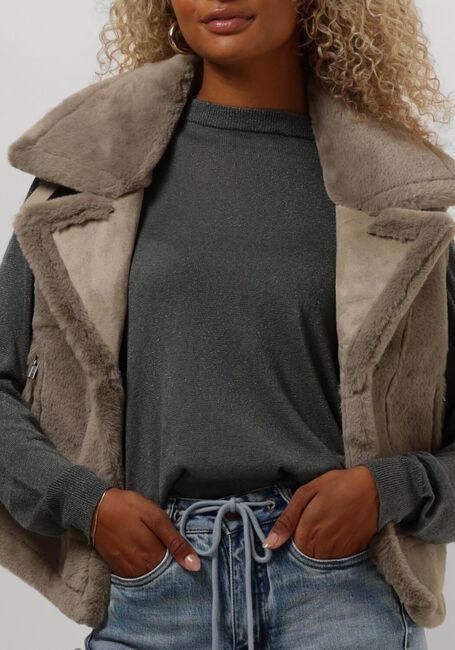 Taupe MINUS Gilet PAT FAUX FUR VEST - large
