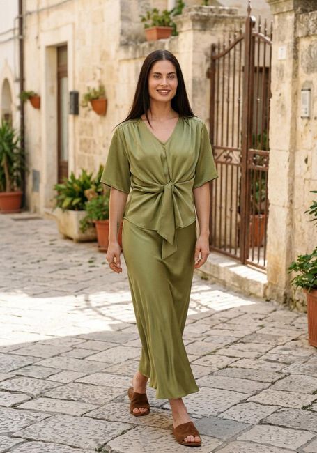 NEO NOIR CASADIA HEAVY SATEEN BLOUSE Blouses Olive - large