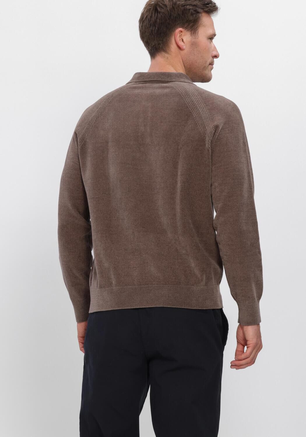 Bruine PROFUOMO Trui POLO LS CHENILLE - large
