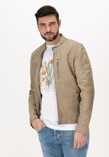 Beige GOOSECRAFT Leren jas GALLION BIKER - large