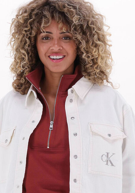 Witte CALVIN KLEIN Spijkerjas CROPPED UTILITY SHIRT - large