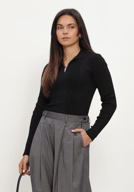 Zwarte MODSTR&Ouml;M Tops & T-shirts KRISSAMD ZIP T-NECK - large