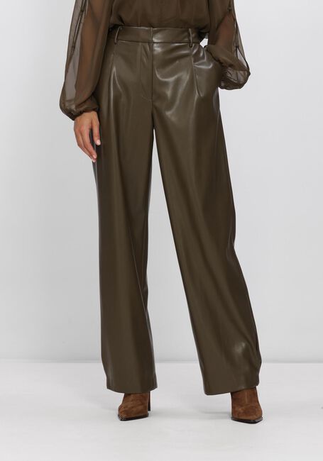 DANTE6 Pantalon large MINORA FAUX LEATHER BARREL PANTS Olive - large