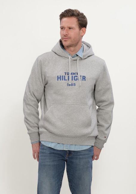 Grijze TOMMY HILFIGER Sweater HILFIGER STACK REG FLEECE HOODIE - large