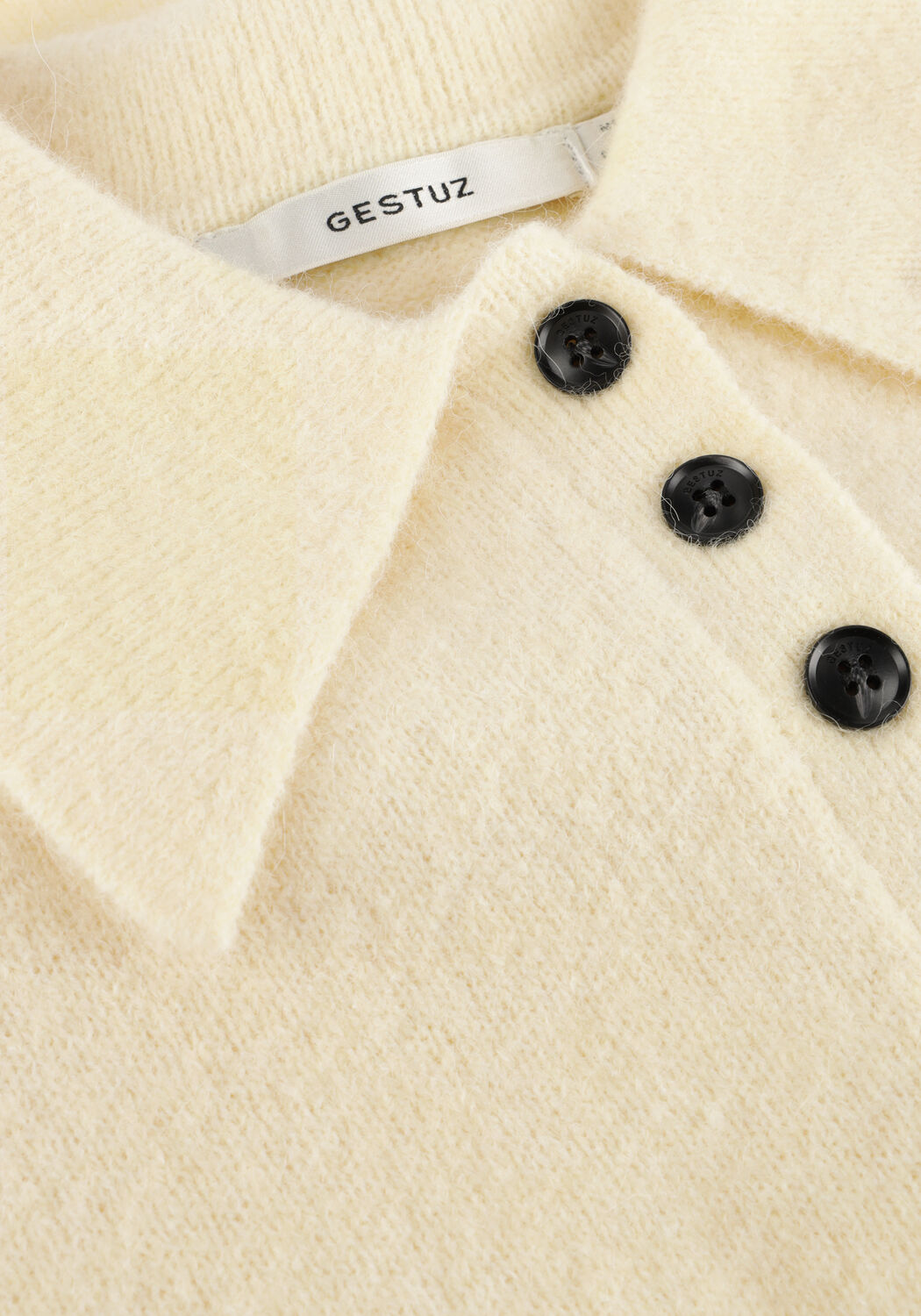 GESTUZ Pull GZALPHA SS POLO PULLOVER Cr&egrave;me - large