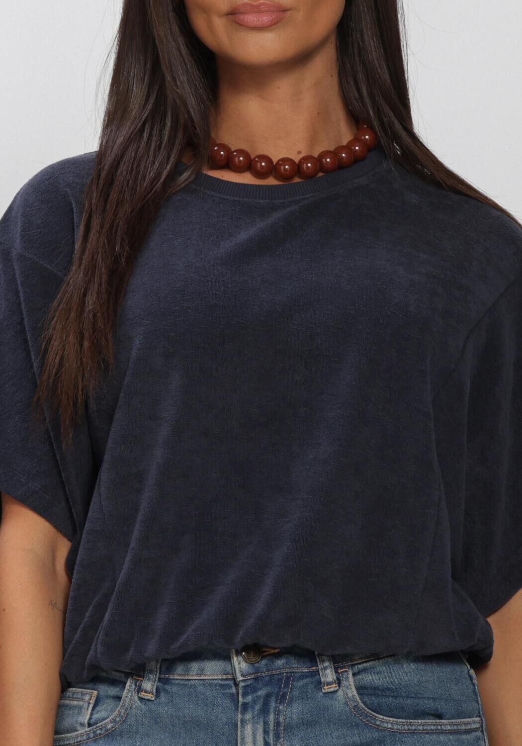 BY-BAR T-shirt NUKI SLUB TOP Bleu fonc&eacute; - large