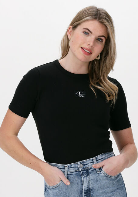 CALVIN KLEIN T-shirt BADGE WAFFLE TEE W en noir - large