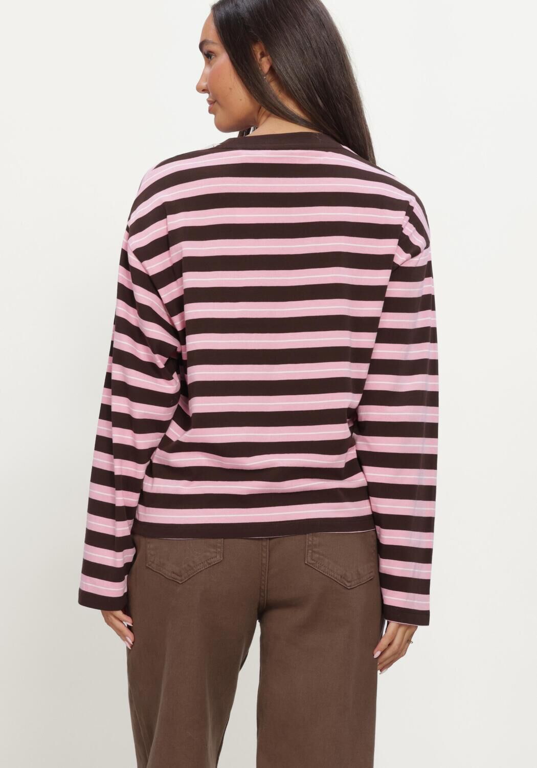 CATWALK JUNKIE T-shirt STRIPED LONG SLEEVE en rose - large