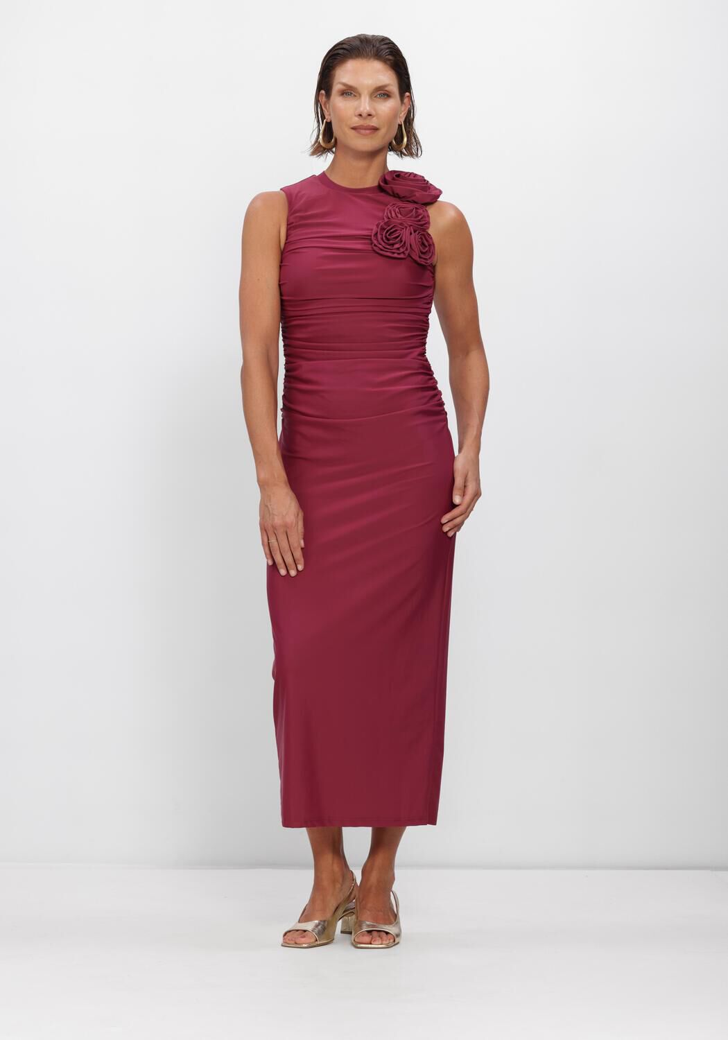 Y.A.S. YASDONA SL LONG DRESS Robes Bordeaux - large