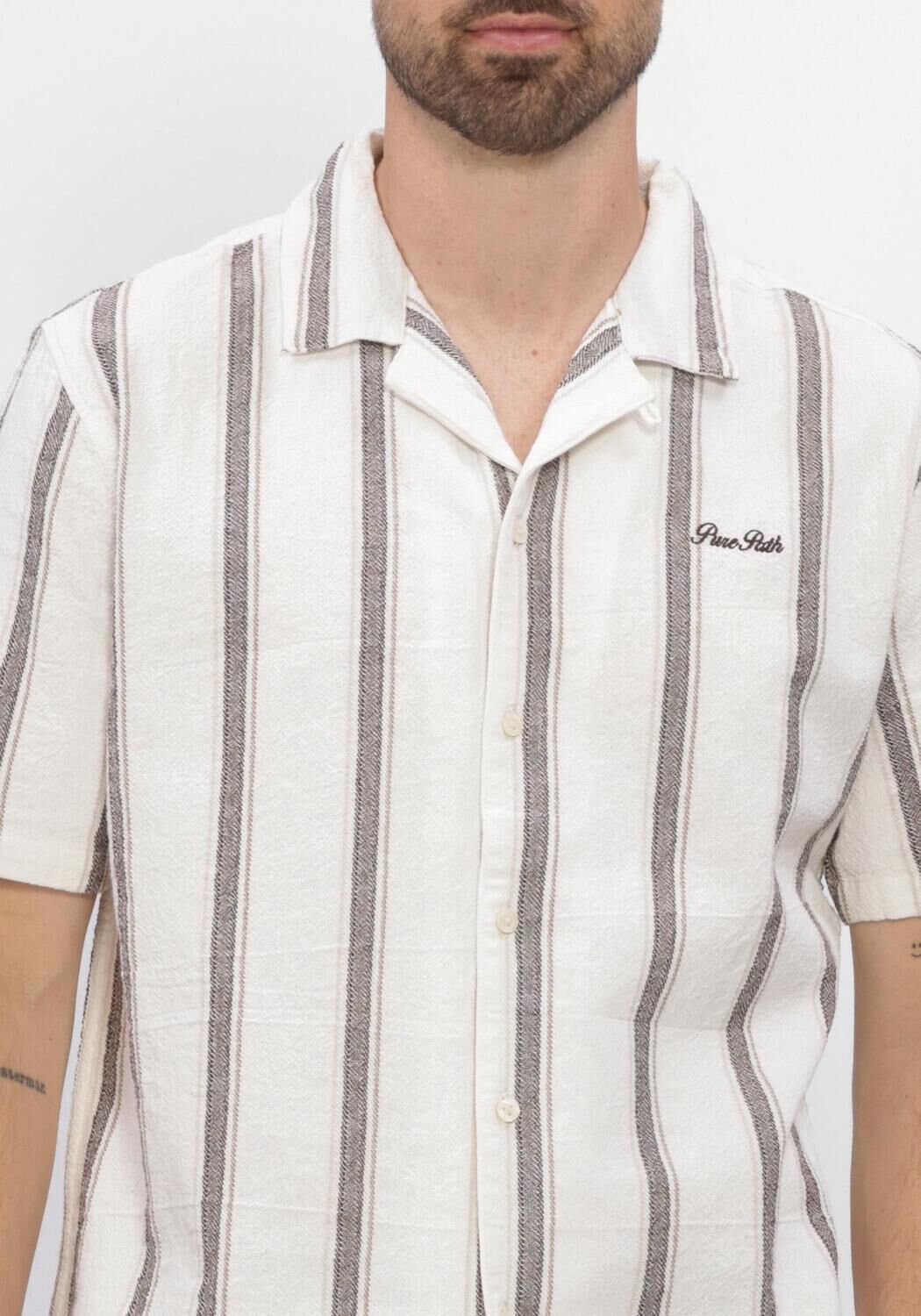 Multi PURE PATH Casual overhemd STRIPED SHORTSLEEVED SHIRT - large