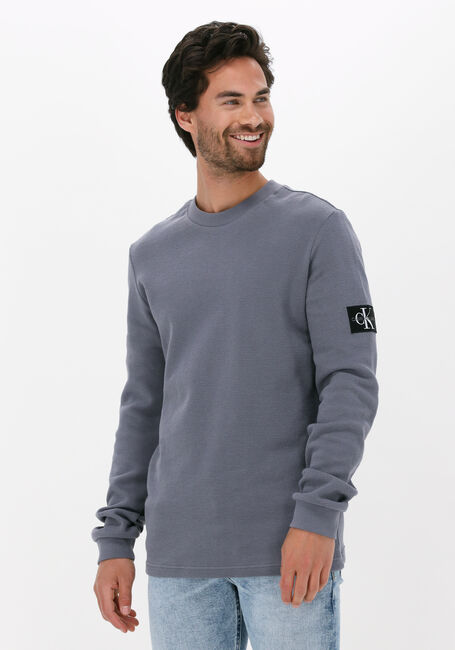 Grijze CALVIN KLEIN Sweater BADGE WAFFLE LS TEE - large