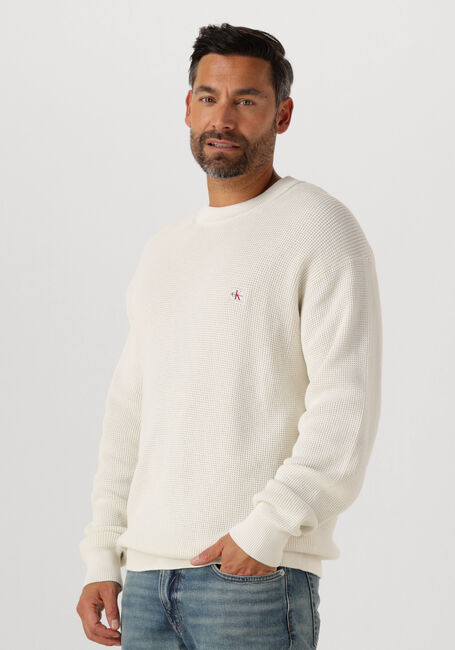 CALVIN KLEIN Pull LS EZ COTTON WAFFLE CREWNK SWTR 9 Écru - large