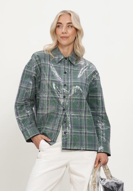 ALIX THE LABEL LADIES WOVEN SEQUINS CHECK BLOUSE Blouses en vert - large